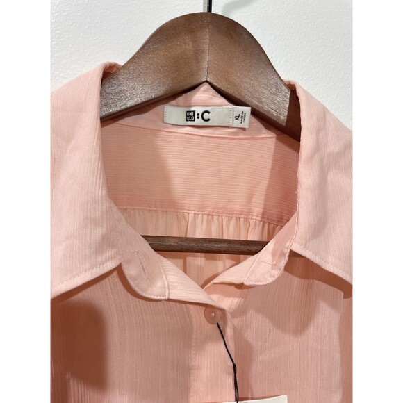 Uniqlo :C Women XL Sheer Volume Long Sleeve Blouse With Tank Top Pink NWT - Picture 3 of 10